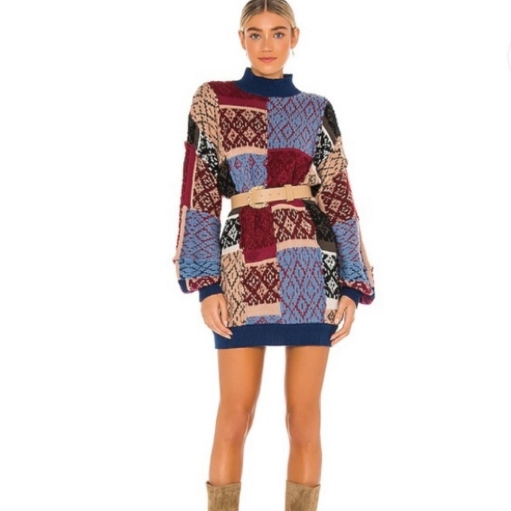 Free People Argyle Patchwork Sweater